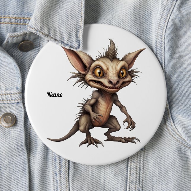 Bóton Redondo 15.24cm Ilustração Híbrida Chupacabra Gremlin (In Situ)
