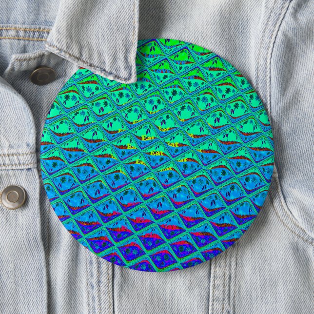 Bóton Redondo 15.24cm Impressão de Arte de Motif Azul Italiano (In Situ)