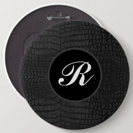 Bóton Redondo 15.24cm Impressão de couro preto monograma