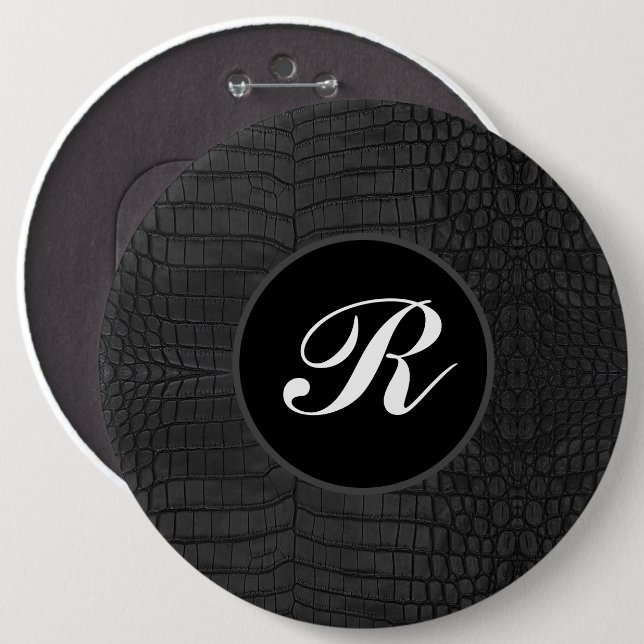 Bóton Redondo 15.24cm Impressão de couro preto monograma (Frente & Verso)