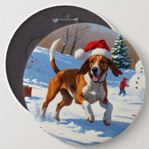 Bóton Redondo 15.24cm Inglês Americano Foxhound Natal Festivo Neve
