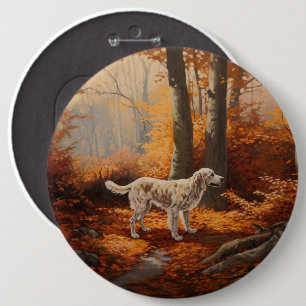 Bóton Redondo 15.24cm Inglês Setter no outono Folhas Cair Inspire