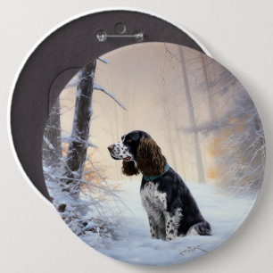 Bóton Redondo 15.24cm Inglês Springer Spaniel Deixe-o nevar Natal