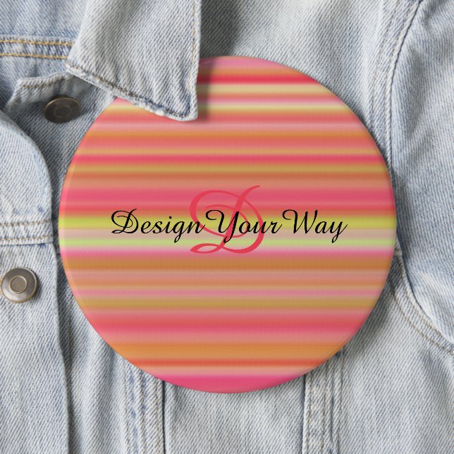 Bóton Redondo 15.24cm Inicial de stripes de abstrato moderno (In Situ)