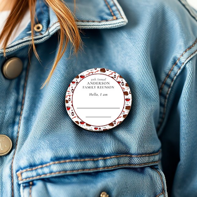 Bóton Redondo 15.24cm Introdução à Reunião Familiar Padrão de Churrasco (Criador carregado)