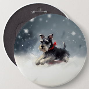 Bóton Redondo 15.24cm Inverno de Natal de Miniatura Schnauzer