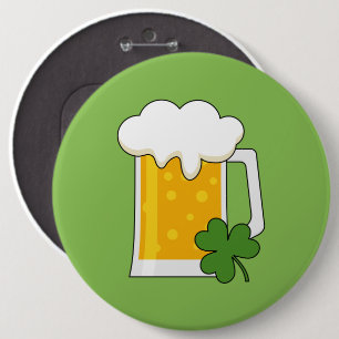 Bóton Redondo 15.24cm Irish Beer Mug com Shamrock Clover