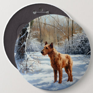 Bóton Redondo 15.24cm Irish Terrier Deixe Nevar Natal