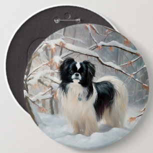 Bóton Redondo 15.24cm Japanese Chin Deixe Nevar Natal