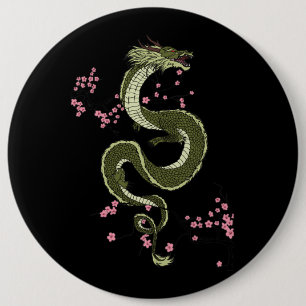 Bóton Redondo 15.24cm Japonês Tokyo Dragon Asian retrô estilo 80 3