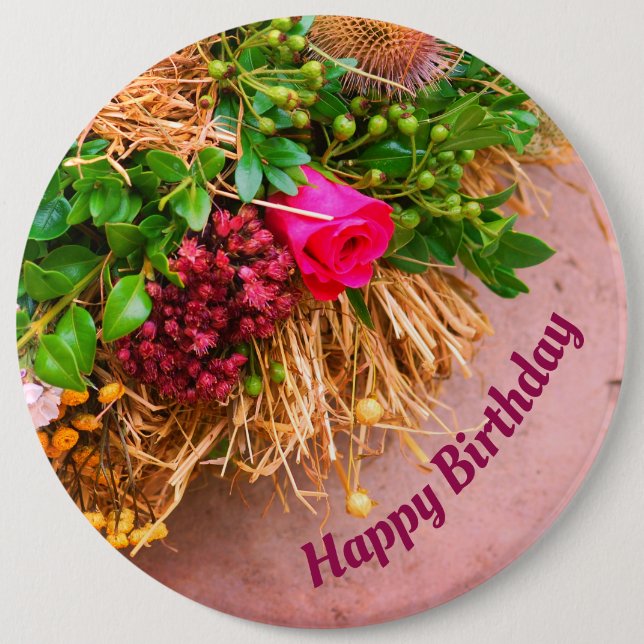 Bóton Redondo 15.24cm Jardim de Algodão, Rosalinde Personalizado (Frente)