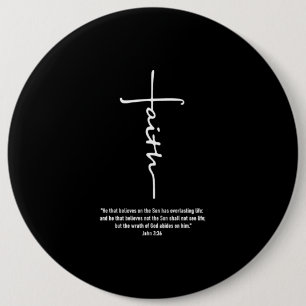 Bóton Redondo 15.24cm Jesus ama  Faith Cross Christian Jesus Faith Deus