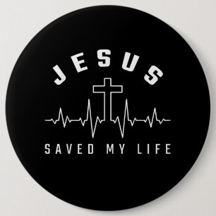 Bóton Redondo 15.24cm Jesus ama Jesus Salvou Minha Vida Cruzando Crist