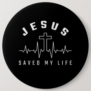 Bóton Redondo 15.24cm Jesus Amor   Jesus Salvou Minha Vida Cruzada Crist