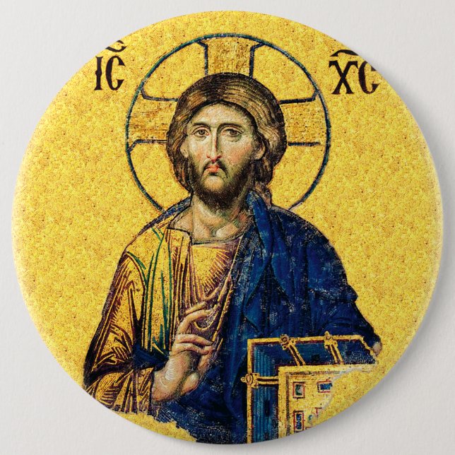 Bóton Redondo 15.24cm Jesus Cristo Pantocrator (Frente)