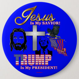 BÓTON REDONDO 15.24CM JESUS É MINHA TRUMP SAVIOR É MEU PRESIDENTE!