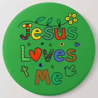 Bóton Redondo 15.24cm Jesus me ama Botão I KellyGrn I Colossal 6x6
