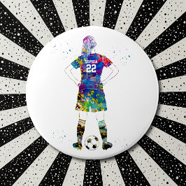 Bóton Redondo 15.24cm Jogadora de Futebol Feminino