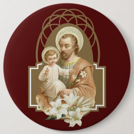 Bóton Redondo 15.24cm Joseph Child Jesus com Lily Religião