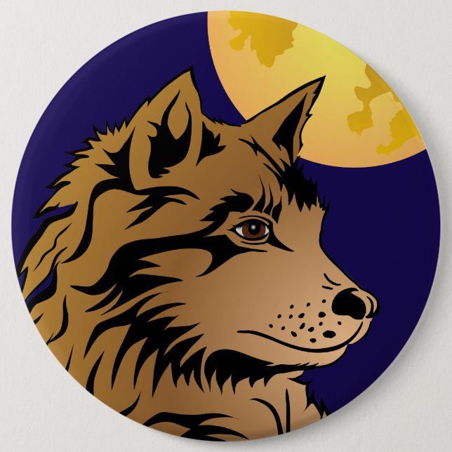 Bóton Redondo 15.24cm junger träumender Wolf (Frente)
