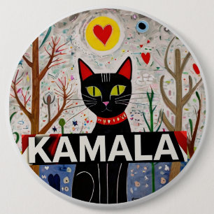 Bóton Redondo 15.24cm Kamala Black Cat Heart Kamala Button