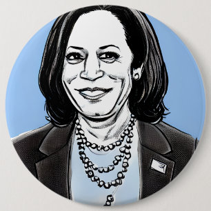 Bóton Redondo 15.24cm Kamala Harris Caricatura Política