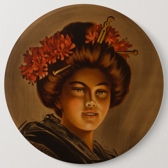 Bóton Redondo 15.24cm Karama: Atriz japonesa Romance Geisha (Frente)