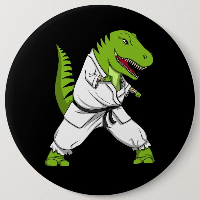 Bóton Redondo 15.24cm Karaté das artes marciais de Ninja do dinossauro (Frente)