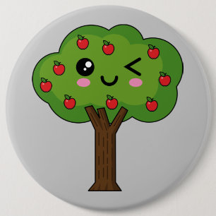 Bóton Redondo 15.24cm Kawaii Happy Winking Apple Tree
