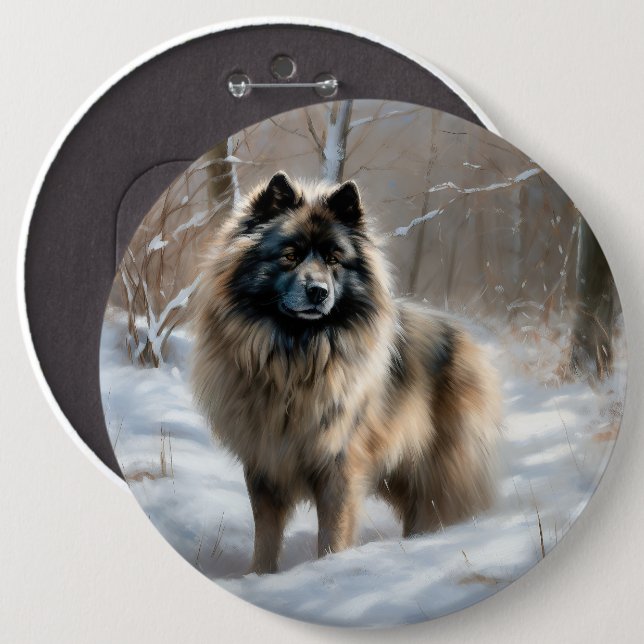Bóton Redondo 15.24cm Keeshond Deixe Nevar Natal (Frente & Verso)