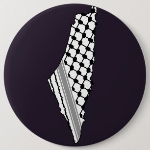 Bóton Redondo 15.24cm Keffiyeh palestino, mapa livre da Palestina Kufiya