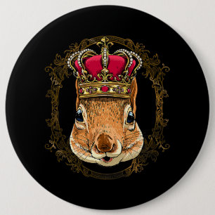 Bóton Redondo 15.24cm King Squirrel Vestindo CrownQueen Squirrel Animal 