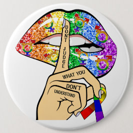 Bóton Redondo 15.24cm Lábios arco-íris LGBT