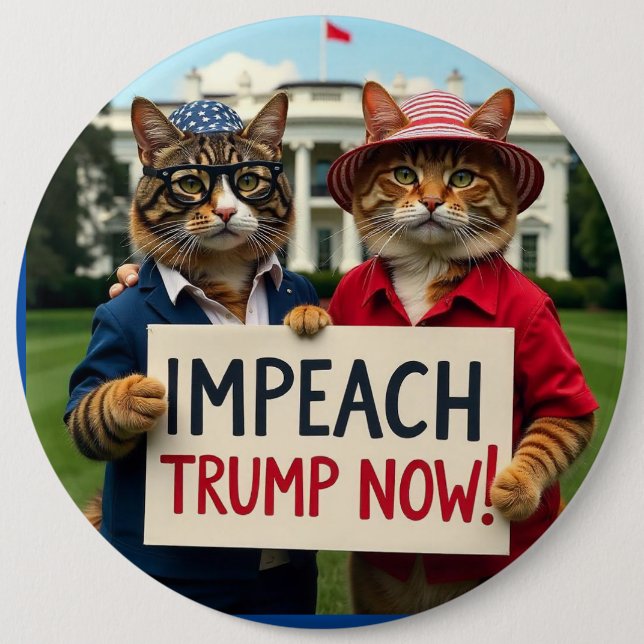 Bóton Redondo 15.24cm Lady Cats diz Impeach Trump (Frente)