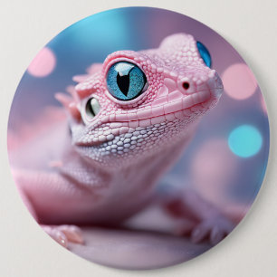 Bóton Redondo 15.24cm Lagarto Rosa com Olhos Azuis