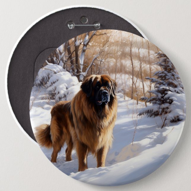 Bóton Redondo 15.24cm Leonberger Deixa-O Neve Natal (Frente & Verso)