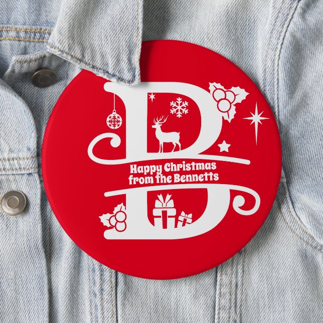 Bóton Redondo 15.24cm Letra B Monograma Nome da Família Inicial Saudação (In Situ)