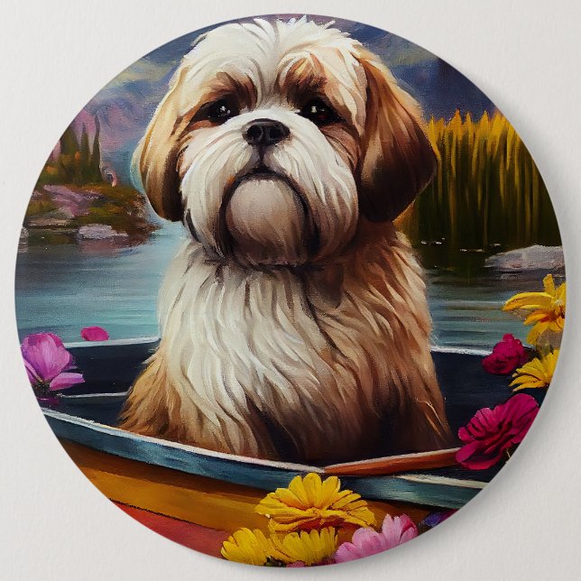 Bóton Redondo 15.24cm Lhasa Apso em um Paddle: Uma Aventura Cênica (Frente)