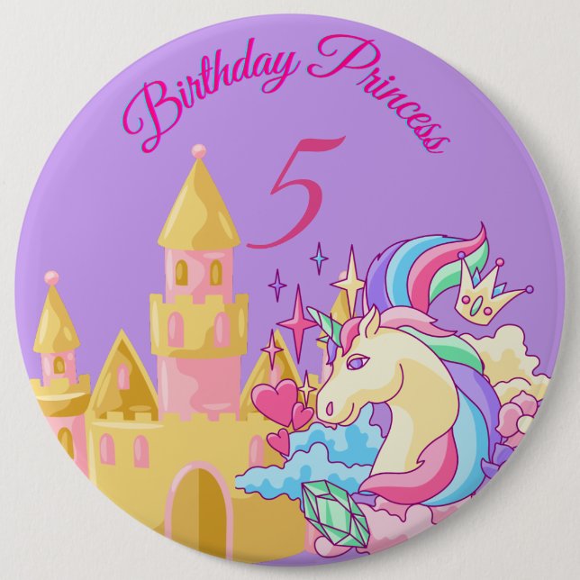 Bóton Redondo 15.24cm Lilac Birthday Princess Button (Frente)