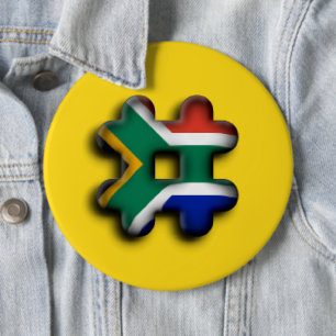 Bóton Redondo 15.24cm Linda África do Sul Hashtag Flag Art