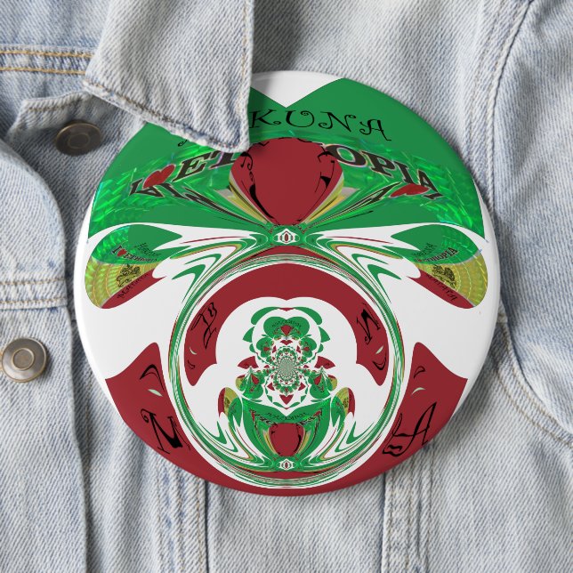 Bóton Redondo 15.24cm Linda Etiópia Adorável Hakuna Matata Eu Amo Hea (In Situ)