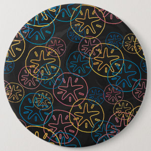 Bóton Redondo 15.24cm Linhas de Dólar Vermelho Amarelo Azul