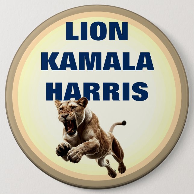 Bóton Redondo 15.24cm Lion Kamala Harris Button (Frente)
