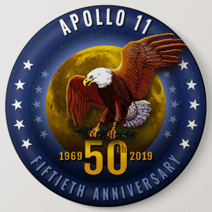 Bóton Redondo 15.24cm Lua Eagle de Starfield do aniversário de Apollo 1