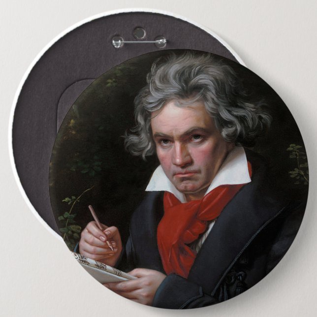 Bóton Redondo 15.24cm Ludwig Beethoven Symphony Classic Music Composer (Frente & Verso)