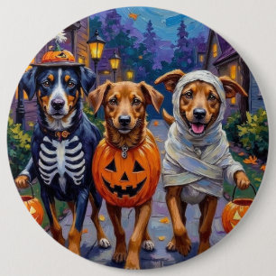 Bóton Redondo 15.24cm Lundehund Norueguês no Halloween Trick-or-Treating