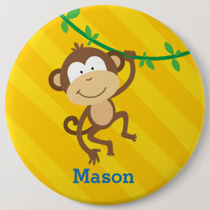 Bóton Redondo 15.24cm Macaco engraçado botão personalizado