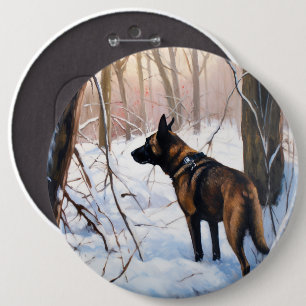 Bóton Redondo 15.24cm Malinois Belga Deixar Neve Natal