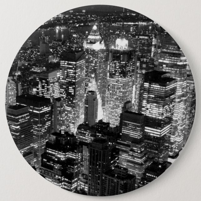 Bóton Redondo 15.24cm Manhattan Nova Iorque Night Black & White (Frente)