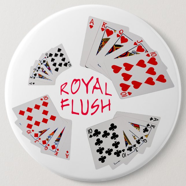 Bóton Redondo 15.24cm Mãos Poker - Royal Flush (Frente)